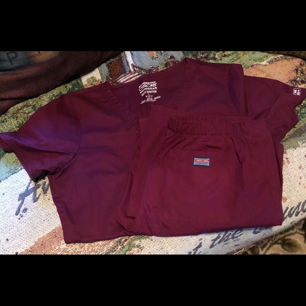 Ladies wine colored scrubs